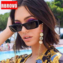 Солнцезащитные очки RBROVO женские, прямоугольные, в стиле ретро, маленькие, зеркальные 2024 - купить недорого