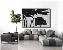 Abstract Painting Black White Art, Absract Flowers Large Canvas Wall Art Minimalist Painting On Canvas Modern Home Decor 2024 - buy cheap