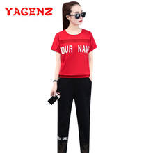 YAGENZ Plus size Two Piece Set Tracksuit Women Summer Clothes For Women 2 Piece Set Short sleeve Tops Pant Conjunto Feminino 693 2024 - buy cheap