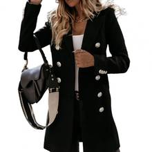 Spring Winter Women Lapel Trench Coat 2021 Long Sleeve Button Mid-length Jacket Outerwear 2024 - buy cheap