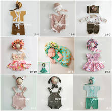 DVOTINST Newborn Baby Photography Props Knit Flowers Hat+Outfits Dress 2pcs Set Fotografia Accessories Studio Shoot Photo Prop 2024 - buy cheap