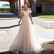 LORIE 2019 Off the Sleeve A-Line Wedding Dresses Lace Up Beach Wedding Gowns Lace with Tulle Wedding Dress Boho vestido de noiva 2024 - buy cheap