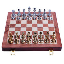 Metal Glossy Golden & Silver Bronze Chess Pieces Solid Wooden Folding Chess Board High Quality Professional Chess Games Set 30cm 2024 - buy cheap