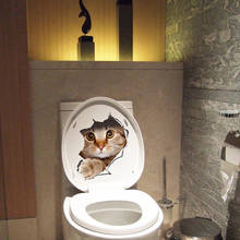 1 шт., 3D Наклейка на стену для кошек, наклейки для туалета, с отверстием, яркие собаки, ванная комната, украшение для дома, животные, ПВХ, наклейки, художественная наклейка, настенный плакат 2024 - купить недорого