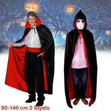 Capa de vampiro reversível com capuz, fantasia para cosplay de halloween adulto, drácula diabo, capa unissex para homens e mulheres 2024 - compre barato