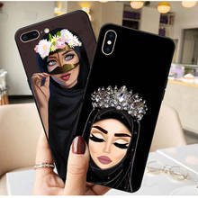Роскошный силиконовый чехол для телефона с изображением женщины в хиджабе лица мусульманской Исламской девушки глаз для iPhone 11 12 Pro Max X 5 6S 7 8 Plus XR XS Max 2024 - купить недорого