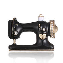 Black Sewing Machine Brooch Thimble Needle Thread Seamstress Women Pin Brooches Enamel Pins Denim Jacket Pin Badge Gift Jewelry 2024 - buy cheap