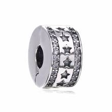 Starry Formation Clips for Women Winter Silver Star Beads for Jewelry Making Clear CZ Crystal Beads Fit DIY Bracelets 2024 - buy cheap