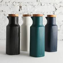 400ml Nordic Ceramic Seasoning Jar with Wooden Lid Simple Kitchen Spice Bottle Pepper Vinegar Salt Oil Bottle Cooking Spice Tool 2024 - buy cheap