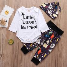 Newborn Infant Baby Clothing Outfit Set 2021 Spring Baby Boy Outfits Little Wizard Romper+Cartoon Pants+Hat Baby Boy Clothes 2024 - buy cheap