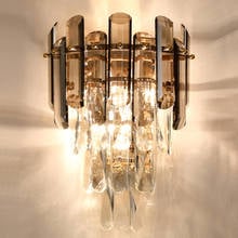 Modern wall lamp smoky gray/cognac crystal wall sconce bedroom bedside living room TV background light home decor bracket light 2024 - buy cheap