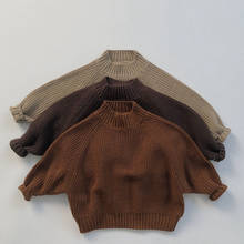 Осенне-зимний вязаный Однотонный свитер с длинным рукавом для мальчиков и девочек, детская одежда, пуловер для маленьких мальчиков и девочек, свитера 2024 - купить недорого