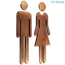 Sinal de sinalização em acrílico com adesivo moderno de 7.8 polegadas, bronze, assinatura de banheiro, homens, mulheres 2024 - compre barato