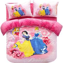 Disney-jogo de cama de flanela para crianças, roupa de cama macia em 3d de princesa com edredon e capa de edredom para meninas de inverno 2024 - compre barato