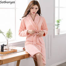 Robes Women Winter Plus Velvet Long-style Thick Warm Leisure Various Color Womens Home Clothing Female Daily Trendy Comfortable 2024 - buy cheap