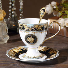 Conjunto de café de luxo, quadra, com copos e pires, porcelana criativa, copo de café, chá à noite, presentes de casamento 2024 - compre barato
