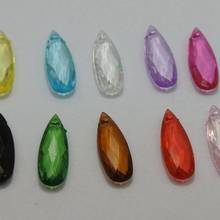 100 Mixed Color Transparent Acrylic Faceted TearDrop Charm Pendants 21X8mm 2024 - купить недорого