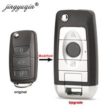 Jingyuqin-funda de llave plegable para coche, carcasa modificada con 3 botones, remota, para Volkswagen, Vw, Jetta, Golf, Passat, Beetle, Skoda, Seat, Polo, B5 2024 - compra barato