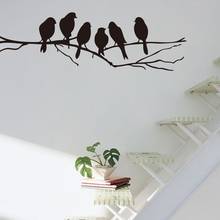 6 маленьких птиц на ветке, настенные наклейки, домашнее украшение для гостиной, холодильника, кухни, крыльца, художественная роспись, наклейка на стену 2024 - купить недорого