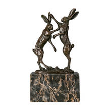 Bronze Hare Sculpture Couple Rabbits Statue Hot Cast Love Animal Figurine Art Anniversary Gift Home Decor 2024 - buy cheap
