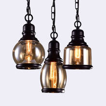 Luzes pingente de vidro do vintage barra café lâmpada pingente cozinha sala jantar pendurado luminárias industriais casa loft decoração 2024 - compre barato