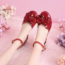 Милая обувь в японском стиле Лолиты с круглым носком; обувь для учащихся; маленькие туфли с бантом; обувь принцессы с бантом; женская обувь; cos 2024 - купить недорого
