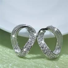 Women Earrings Couple Wedding Earrings Silver Plated Cubic Zirconia Earrings Fashion Geometric Jewelry Give Girl Birthday Gift 2024 - buy cheap