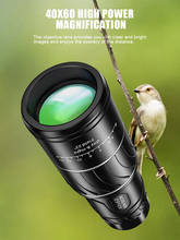 Monóculo de acampamento de alta definição, 40x60, telescópio monocular, à prova d'água, filme verde de alta definição para caça ao ar livre, observação de pássaros 2024 - compre barato