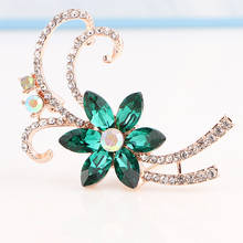 TODOX Brooches Fashion green flower beauty Women rose gold Zinc Alloy crystal pins hot sale wedding party Gift man 2024 - buy cheap
