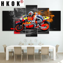 HKOK 5 Panels Printed HD Wall Art Canvas Painting Pictures Modular Motorcycle Racing Modern Posters For Living Room Home Decor 2024 - buy cheap