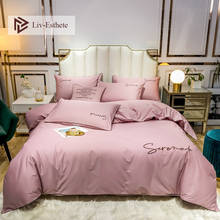 Liv-este luxo 100% algodão rosa conjunto de cama de qualidade: capa de edredom/lençol plano/fronha, casal, queen e king para adultos 2024 - compre barato