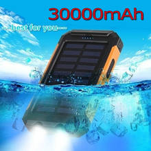 30000 мА/ч, Водонепроницаемый Солнечный Мощность Dual USB с SOS светодиодный Зарядное устройство для путешествий Мощность банка для всех телефонов во всем мире 2024 - купить недорого