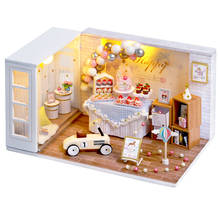 Casa de bonecas de madeira cutebee, conjunto de móveis em miniatura com led, brinquedo para crianças, presente de natal 2024 - compre barato