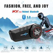 Мотогарнитура для шлема Freedconn Bluetooth 5,0, гарнитура для мотоцикла 6 водителей, 1000 м, переговорное устройство для группового разговора, FM-радио KY PRO 2022 - купить недорого