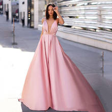 Vestido formal de noite rosa com decote em v, smilmesmo, sexy, alças espaguete, arábia, vestido de festa de baile 2024 - compre barato