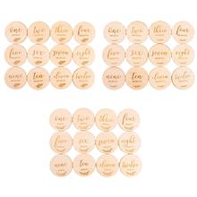 12 Pcs Baby Milestone Cards Wooden Commemorate Baby Birth Monthly Recording Disc R7RB 2024 - buy cheap