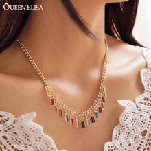 QUEEN ELISA-collar con colgante geométrico para mujer, gargantilla de cadena de diamantes de imitación de oro 2021, collar de cristal gótico, venta al por mayor 2024 - compra barato