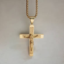 Christian Gold Color Big Jesus Cross Pendant Necklace For Men Women Gift Stainless Steel Crucifix Religious Jewelry Dropshipping 2024 - buy cheap