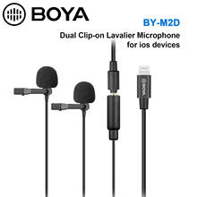 BOYA BY-M2D двойной петличный всенаправленный конденсаторный микрофон с кабелем 3,5 мм TRS Съемная одна головка для смартфонов iOS 2024 - купить недорого