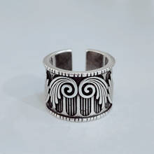 Anéis grandes de prateado para mulheres e homens, joia retrô vintage com abertura grande, anéis antigos 2024 - compre barato