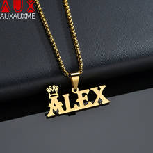 Auxauxme Customed Stainless Steel Name Crown Pendant Necklaces Personlized Jewelry For Women Wedding Birthday Gifts Wholesale 2024 - buy cheap