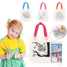 2020 bolso de mano con grafiti bolsa para niños DIY bolsa de tela ambiental pintada bolsas de jardín de infantes pintura de color relleno conjunto de juguetes para dibujar 2024 - compra barato