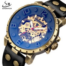 Retro Gear Mechanical Watch Men Automatic Self-winding Unique Skeleton Steampunk Wrist Watches Leather Band Male Clock Uhr Reloj 2024 - buy cheap