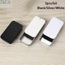 3pcs Mini Tin Box Sealed Slide Cover Storage Case Metal Silver Black White Jewelry Candy Boxes Cans Coin Key Container Organizer 2024 - buy cheap