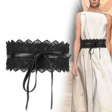 Black Lace Wide Belt Women Self Tie Corset Belts Female Bowknot Weaving High Waist Belt Boho Waistband 2024 - buy cheap