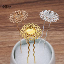 BoYuTe (10 Pieces/Lot) Fit 10MM Cabochon Stone Flower Hair Fork Blank Hairpins Base Diy Handmade Jewelry Materials Wholesale 2024 - buy cheap