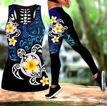 Pohnpei-Leggings con estampado 3D de flores de tortuga, camiseta sin mangas, Sexy, elástico, para mujer DDK41 2024 - compra barato