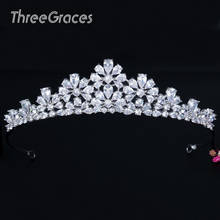 ThreeGraces Gorgeous Flower Tiaras Crown Full CZ Crystal Bridal Hairbands Headpiece Wedding Hair Jewelry Dress Accessories HA015 2024 - buy cheap