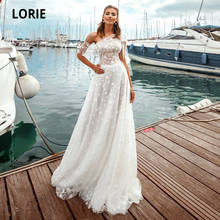 LORIE-elegante vestido de boda de un hombro, bohemio, de encaje, para playa, blanco, Vintage, hecho a medida 2024 - compra barato