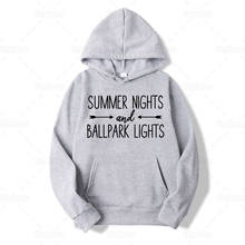 Noite de verão e luzes ballpark hoodie beisebol softball dizendo hoodies sweatershirt bola mãe harajuku pulôver com capuz 2024 - compre barato